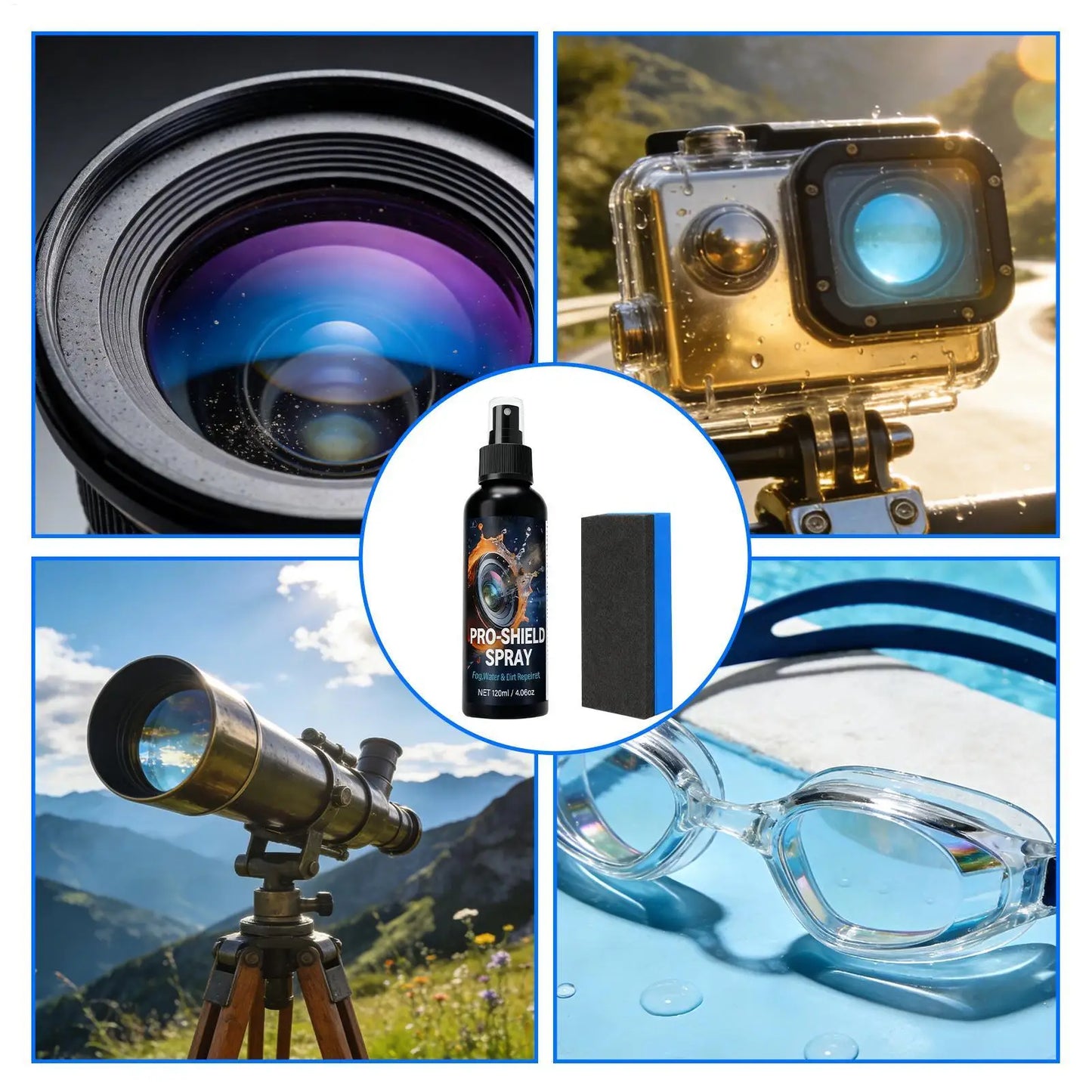 Lens Cleaning 120ml Camera Liquid Solution Eyeglass Cleaning Spray For Swim Goggles Mirrors Workplace Sports Daily Commuting