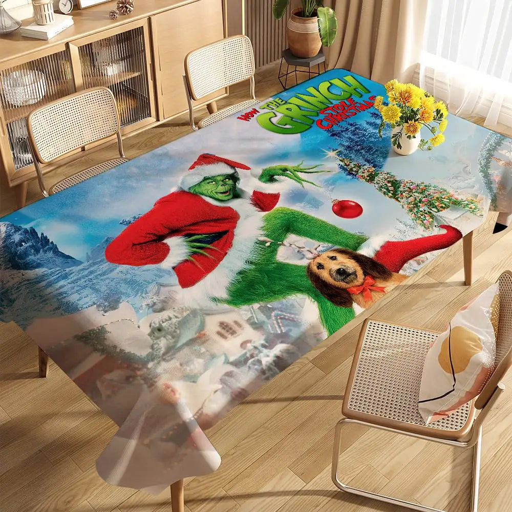 Classic Film G-Grinch-ES Christmas Table Cloth Stain Resistant Decorative Washable Tablecloths Birthday Party Dining table