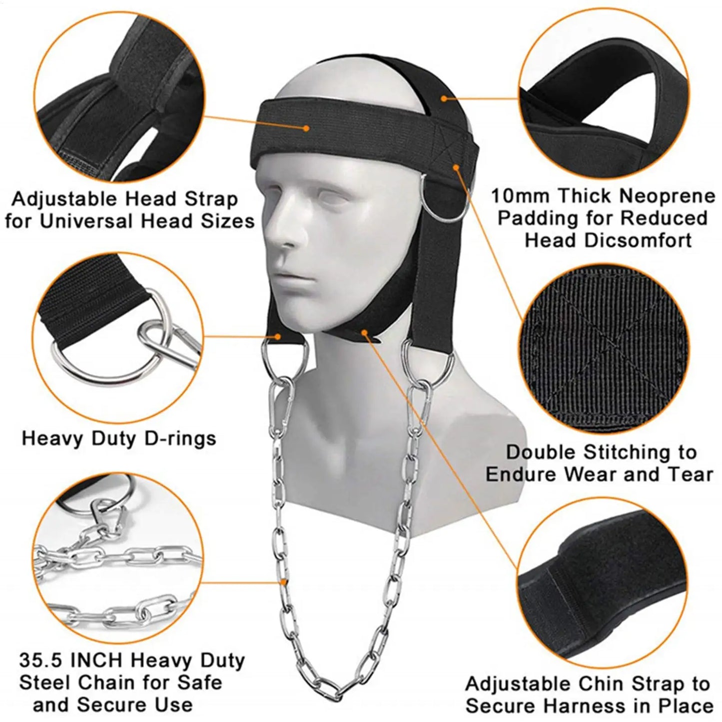 Head Harness Sports Neck Training Exerciser Strap Muscle Builder Home Gym for Strength Fitness Weight Lifting Workout Boxing MMA
