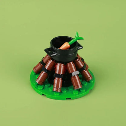 MOC Medieval Campfire Building Block Flame Wave Candle Transparent Wine Bottle Educational Toy Compatible Accessories Brick K054