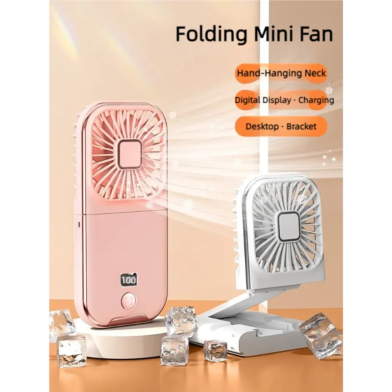 3000mAh Battery Handheld Outdoor Small Fan Portable Small Halterneck Adjustable Speeds Foldable USB Charging Cooling Artifact