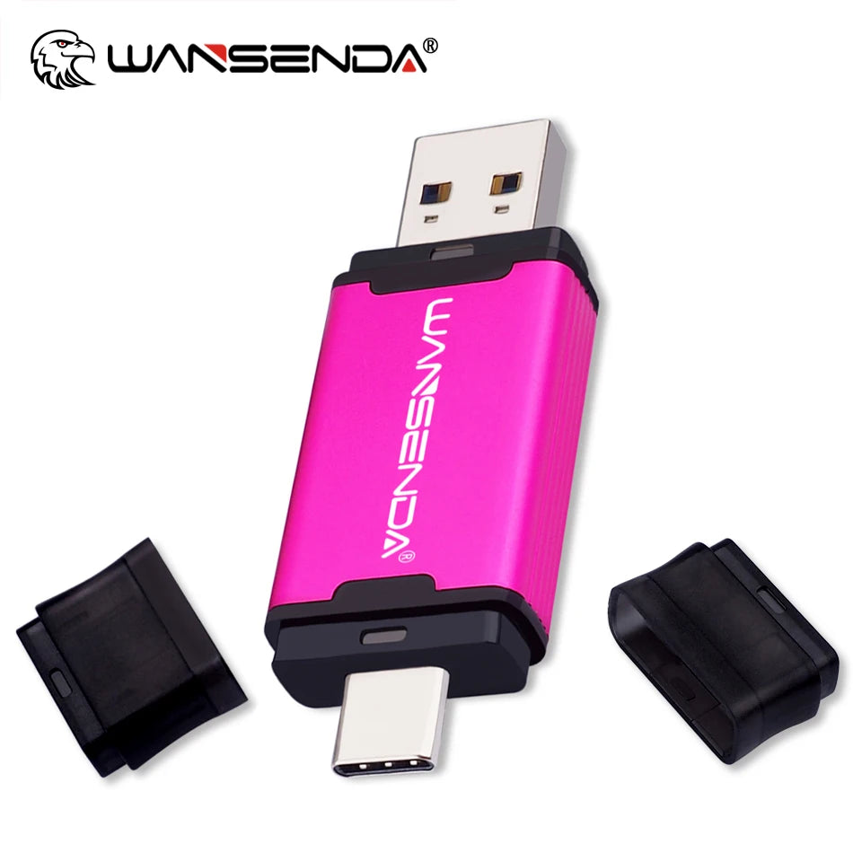 WANSENDA 128GB TYPE C USB 3.0 Flash Drive Pen Drive 32GB 64GB 256GB 512GB High Speed Pendrive for HUAWEI TYPE-C Mobile/PC