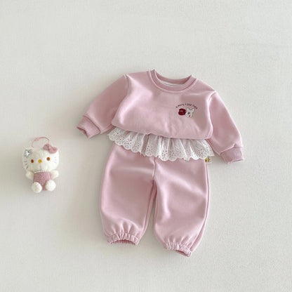 Girls' Sweater Set-Autumn 2026 New Style- Stylish and Fashionable Autumn Outfit for Girls- Baby with Back Print Two - Piece Set
