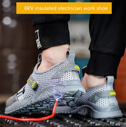 Breathable Summer safety shoes anti-puncture safety work sneakers plastic toe safety shoes 6kv insulated electrician work shoe