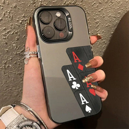 Poker For iphon 16 15 Plus X XR XS Max 11 12 13 Pro 16 Pro Max X XR XS Shockproof Ultra-Thin Hard Cover Protective Phone Case
