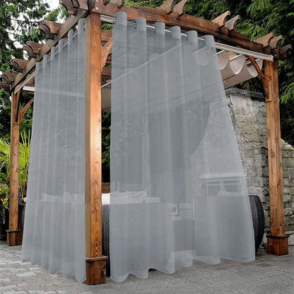 1 Pcs Outdoor Waterproof Sheer Curtain Translucent Bedroom Indoor Blackout Curtain Porch Pergola Patio Pavilion Terrace Curtains