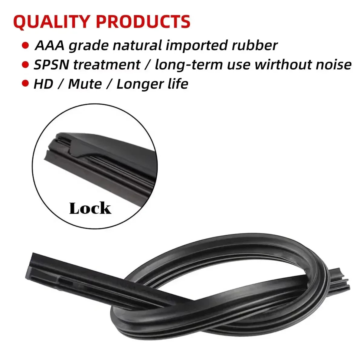 6mm Car Wiper Blade Replacement Strip Boneless Rubber Strip Frameless Wiper Rubber Strip Accessory 26 "28" 30 "32" Inch 2PCS