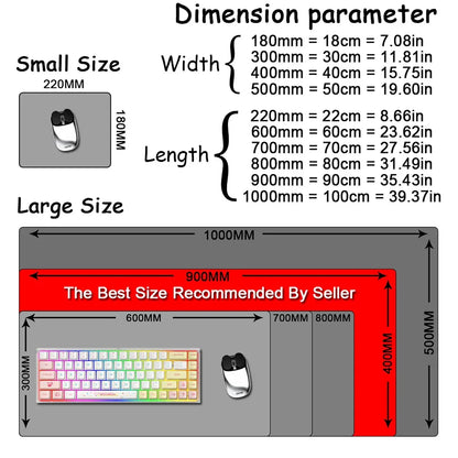 Anime Girl Non-Slip Mouse Pad Large Gaming Mousepad HD Print Keyboard Pad Laptop Computer Desk Pad Locking Edge Mouse Mat Carpet
