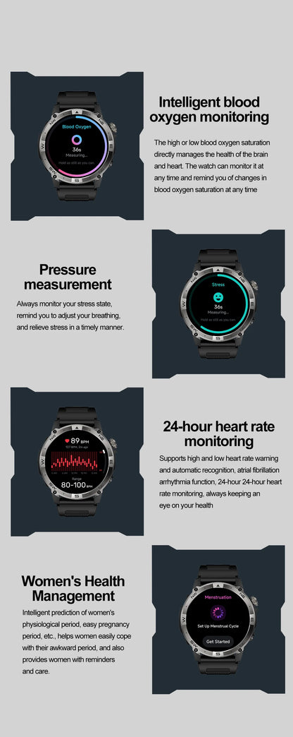 NORTH EDGE NEW GPS Smart Watch 1.43'' HD AMOLED Display Built-in GPS Altitude Barometer Compass Bluetooth Phone Call Smartwatch