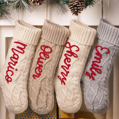 A vintage personalized Christmas stocking with embroidered name and customizable letters, perfect as a family Christmas gift