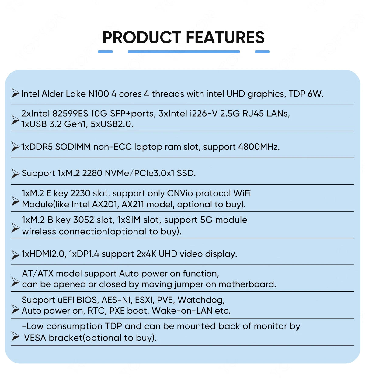 2x10G SFP+ Solid Firewall Mini PC 3x2.5G i226-V Lans Intel i3 N300 N150 N100 DDR5 NVMe Proxmox pfSense OPNsense Home Server Host