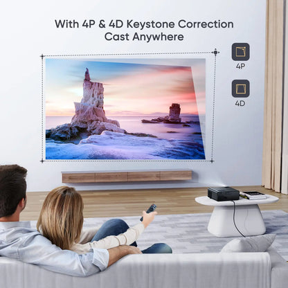 TOPTRO TR22 Projector 4K Supported Native 1080P 480 ANSI 5G WiFi Bluetooth Projector 4D/4P Keystone Correction Home Cinema