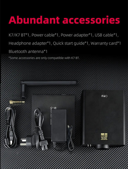 FiiO K7/K7BT  Balanced HiFi DAC Headphone Amplifier AK4493S*2, XMOS XU208 PCM384kHz DSD256,USB/Optical/Coaxial/RCA Inputs