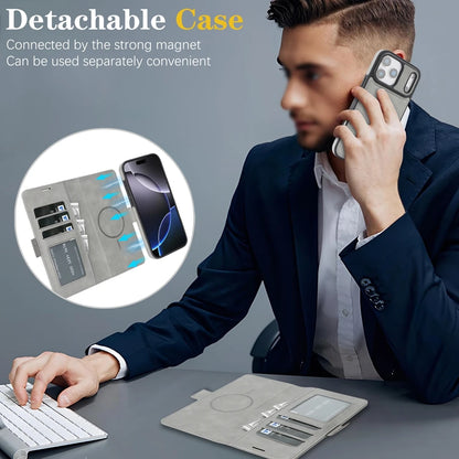 2 in 1 Magsafe Wallet Case For iPhone 17 Promax Air 16 Pro Max 15 Plus 14 13 12 iphone17 Cards Slot Leather Flip Phone Cover