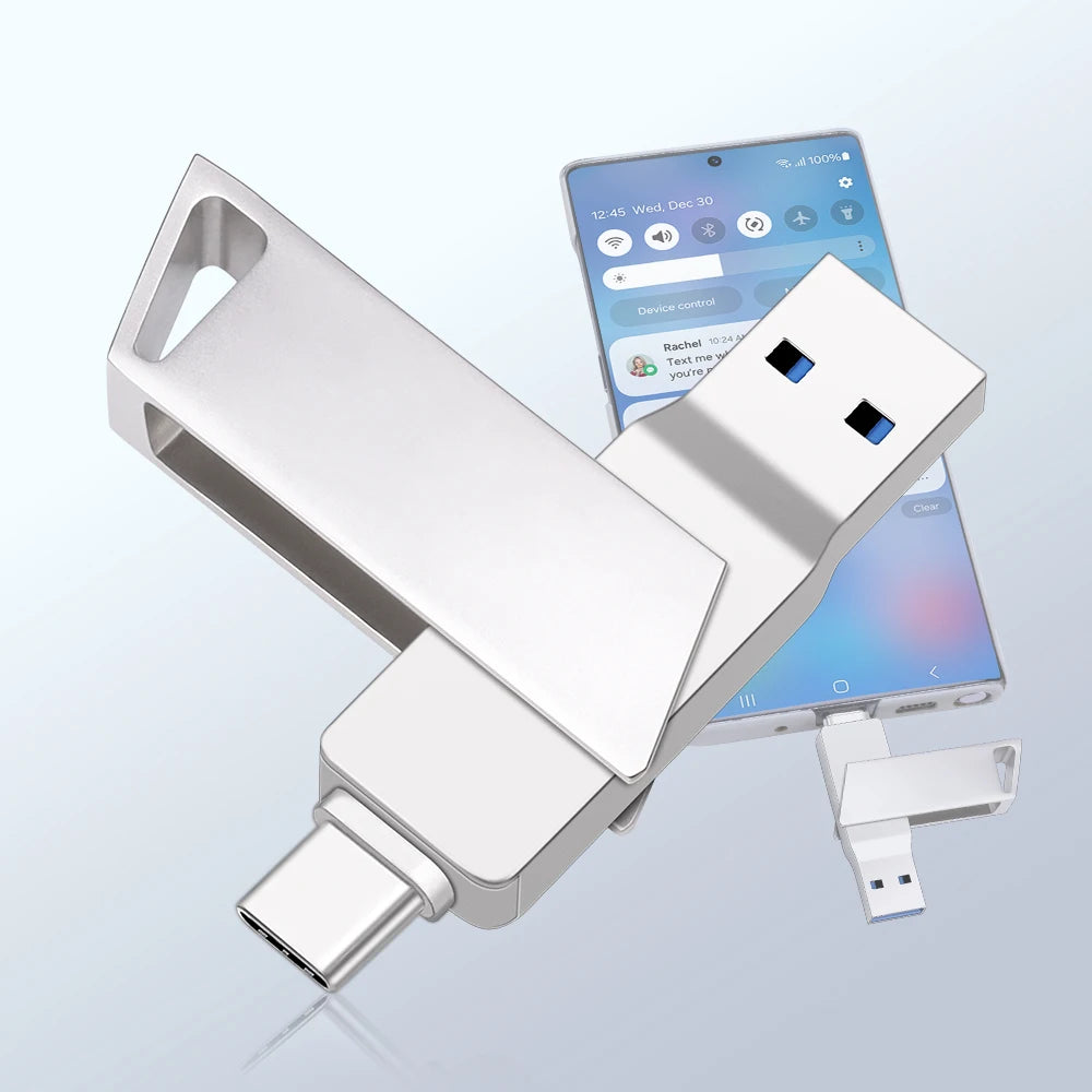 New Metal Type-C Rotatable USB 3.0 Flash Drive 32GB Computer And Phone Dual-Use Rotating Design Durable Data Storag Pen Drives ﻿