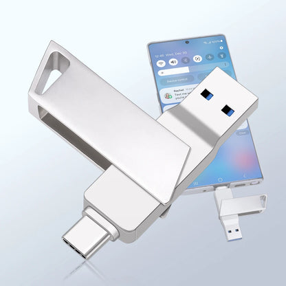 New Metal Type-C Rotatable USB 3.0 Flash Drive 32GB Computer And Phone Dual-Use Rotating Design Durable Data Storag Pen Drives ﻿