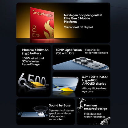 Global Version POCO F8 Ultra NFC 50MP camera 6.9" 120Hz display 6500mAh battery Smartphone Snapdragon 8 Elite Gen 5