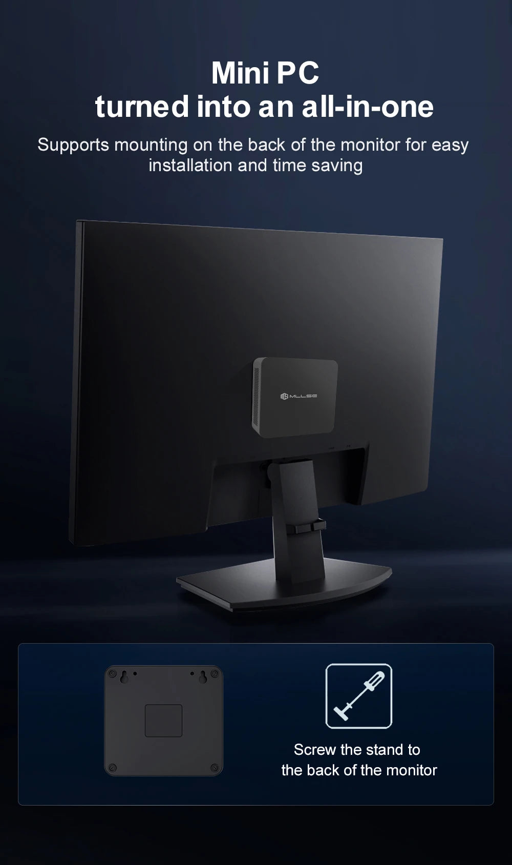 MLLSE M2 Plus Mini PC Intel Celeron 5205U Processor 8GB RAM 256GB ROM WiFi 5 BT4.2 Windows 11 Pro Desktop Computer