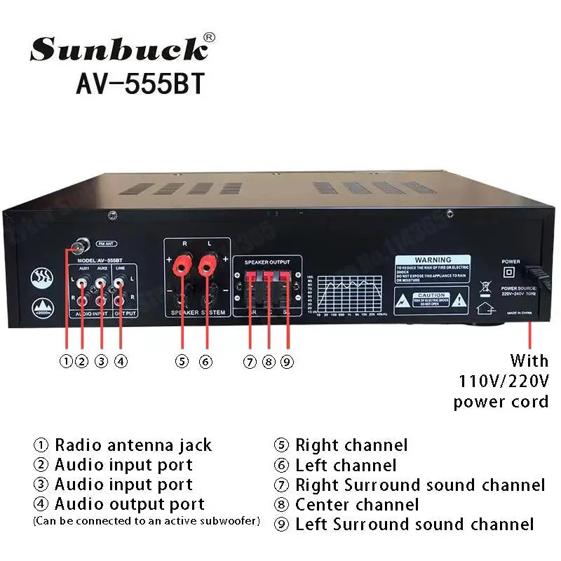 AV-555BT/999BT Max 4000W Bluetooth Sound Amplifiers Dual Dynamic Screen HiFi Digital Stereo Amplify For Home Car Theatre Karaoke