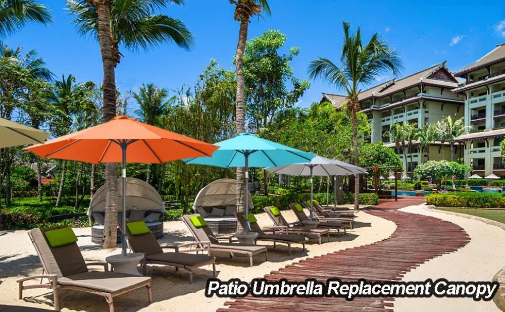 Waterproof Replacement Umbrella Cloth 2/3M Patio Parasol Cover UV-Anti Canopy Cover Replacement Parasol Cover for Balcony Garden