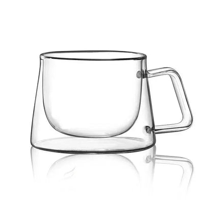 200ML Transparent Heat-resistant Espresso Cup Double Wall Glass Coffee Mug with Handle Cappuccino Latte Breakfast Tea Water Cups