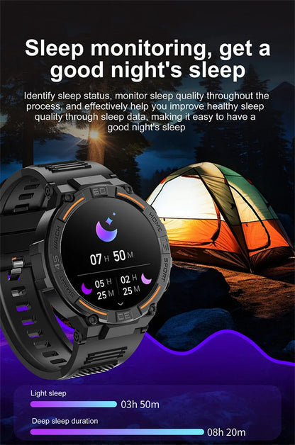 2025 New Sport Smart Watch Men 360*360 HD Screen Flashlight Health Monitoring IP68 Waterproof Heart Rate BT Call Smartwatch Man