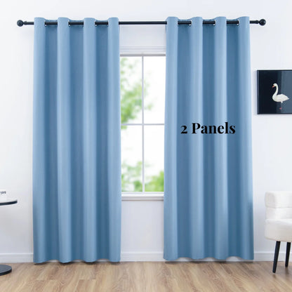 2panels Solid 100% Blackout Curtain - Curtains for Bedroom, Living Room Decor - UV Protection, Easy Sliding and Stylish Design