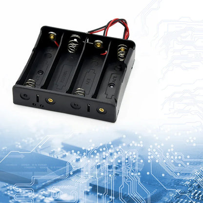 1 2 3 4 Slot DIY Batteries Clip Holder Container Plastic 18650 Holder Box with Wire Lead Black for 18650 3.7V Battery