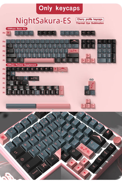 GMK Night Sakura Keycap 139/156 Keys DYE SUB Cherry Profile PBT Japanese/Korean/Russian/Abnt2/DE/ES/FR For Mechanical Keyboard