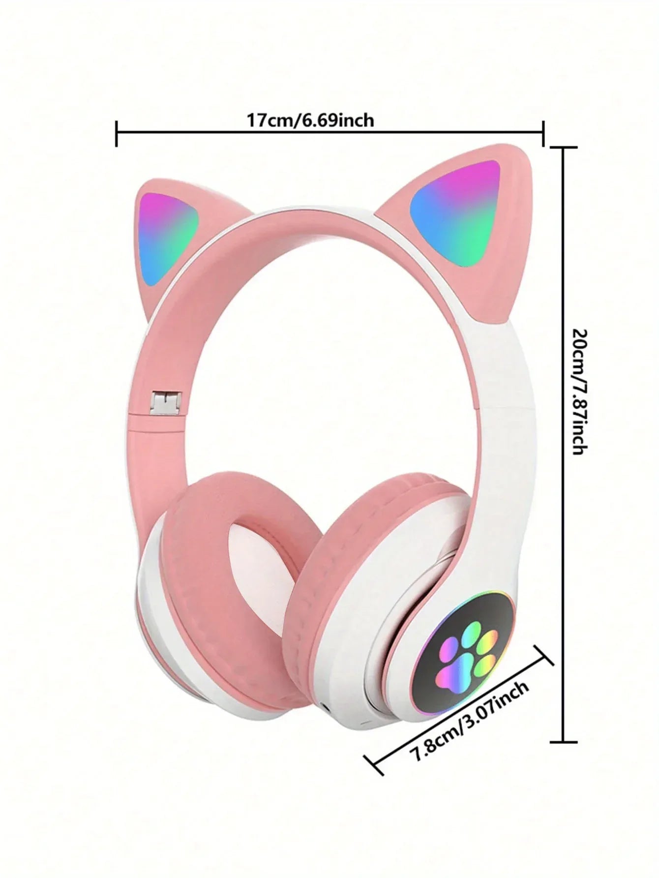 New Flash Light Cute Cat Ears Wireless Headphone with Mic Control LED Kid Girl Stereo Music Helmet Phone Bluetooth Headset Gift
