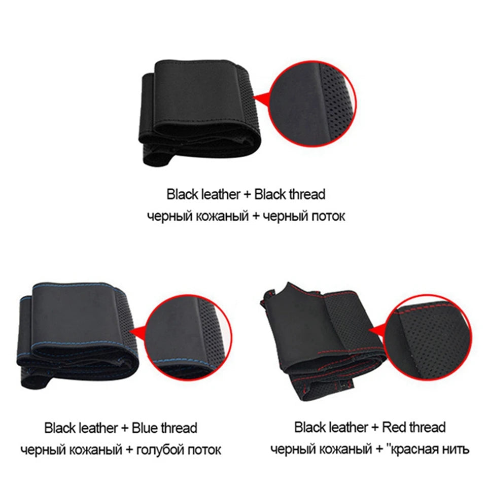 Car Accessories Hand Stitched Perforated Artificial Leather 2006-2008 Ibiza (6L) 2007 Steering Wheel Cover For Seat Leon (Mk2) by PDG ibma