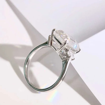 BXINY Luxury 10CT Radiant/Emerald Cut Moissanite Rings 100% S925 Silver 3-Stone Ice-cut Diamonds Women Men Wedding Bands Jewelry