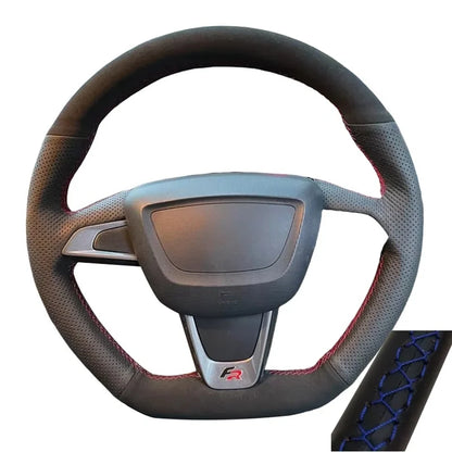 Hand Sewing Soft Suede Car Steering Wheel Cover For Seat Ibiza(6J)(FR/CUPRA) 2015 Mii FR Leather Original Steering Wheel Braid by PDG ibma