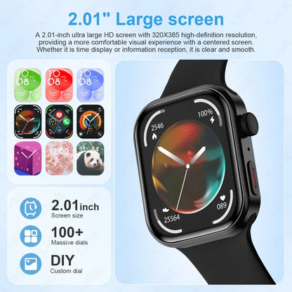 LIGE New Heart Rate Health Smartwatch Men Women 2.01" Bluetooth Call Music Smart Watches Ladies Sports Fitnesss Smart Watch Gift