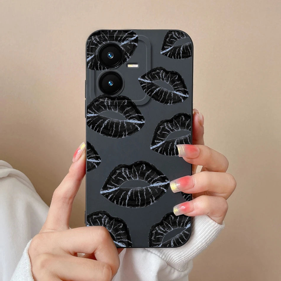 Case For Vivo Y22 Y22S Cover Camera Lens Protector For Vivo Y 22 Soft Liquid Silicone Cartoon Phone Back Covers For Women Man