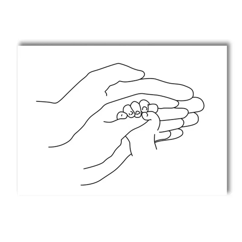 Love Hands Abstract Line Canvas Painting Family Portrait Print Mom Dad Daughter Son Art Poster Nordic Wall Pictures Home Decor