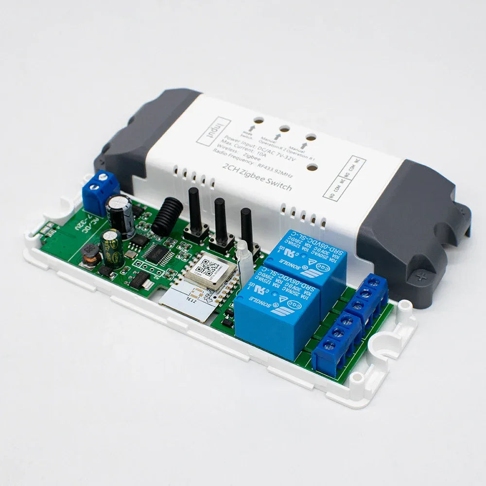 Two Relay Zigbee Tuya Switch 12V 24V 220V 230V 2CH Receier Module Dry Contact NO NC COM Inching Timer Rele for Light Motor Alexa