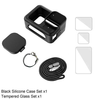 Silicone Case for GoPro Hero 13 Black Tempered Glass Screen Protector Protective Film Flip Battery Side Cover Lens Cap