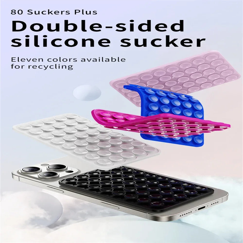 Suction Cup Phone Case Mount Double-Sided,Silicon Sticky Phone Stand for iPhone Android Selfies Hands-Free Strong Grip Holder
