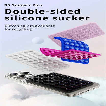 Suction Cup Phone Case Mount Double-Sided,Silicon Sticky Phone Stand for iPhone Android Selfies Hands-Free Strong Grip Holder