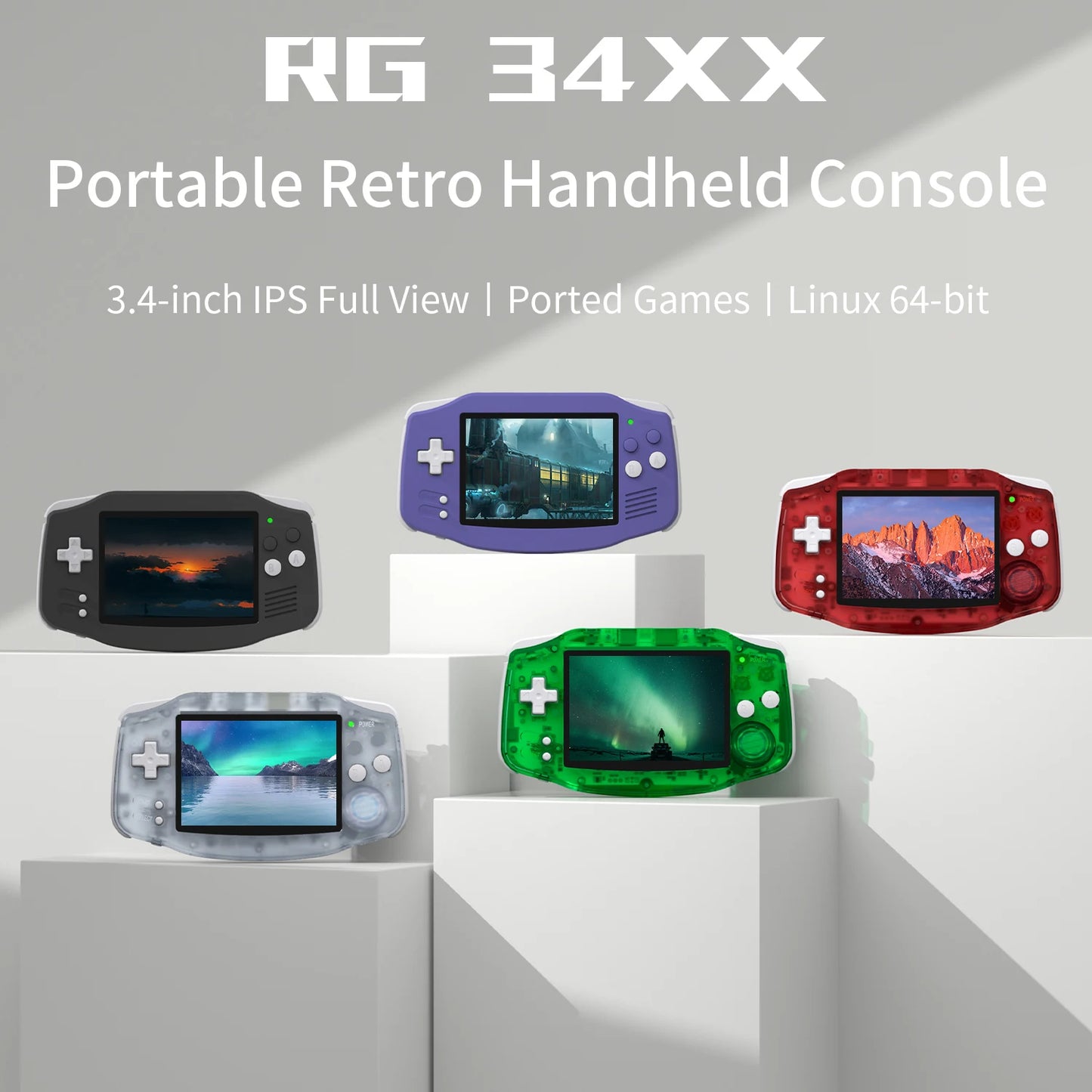 Anbernic RG34XX Handheld Game Console 3.4" IPS Screen Linux 64bit Retro Gaming Player Support WiFi Bluetooth HD TV Out Streaming