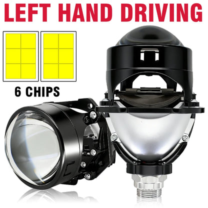 2.5 Inch Bi Led Projector Lens Led Light H4 H7 9005 9006 Car Headlight Bulb High Low Beam 6000K Diode 100W 40000LM Turbo Tuning