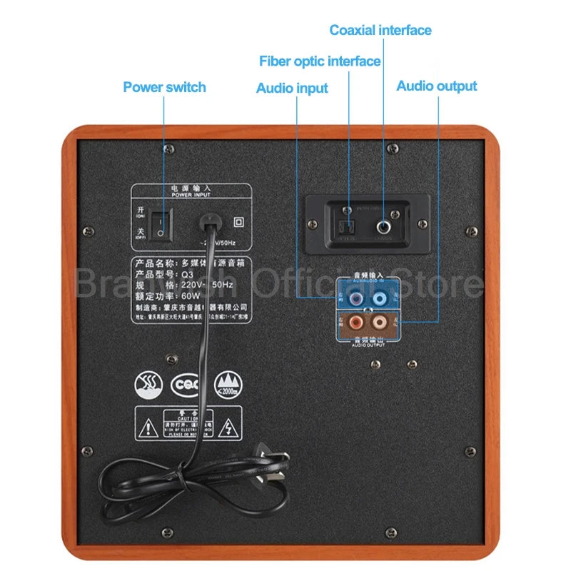 6.5 inch 180W Speaker with 2Pcs Satellite Speakers 5.0 Bluetooth HIFI Sound Box Support RCA USB TF For Home Theater Karaoke 1Pc