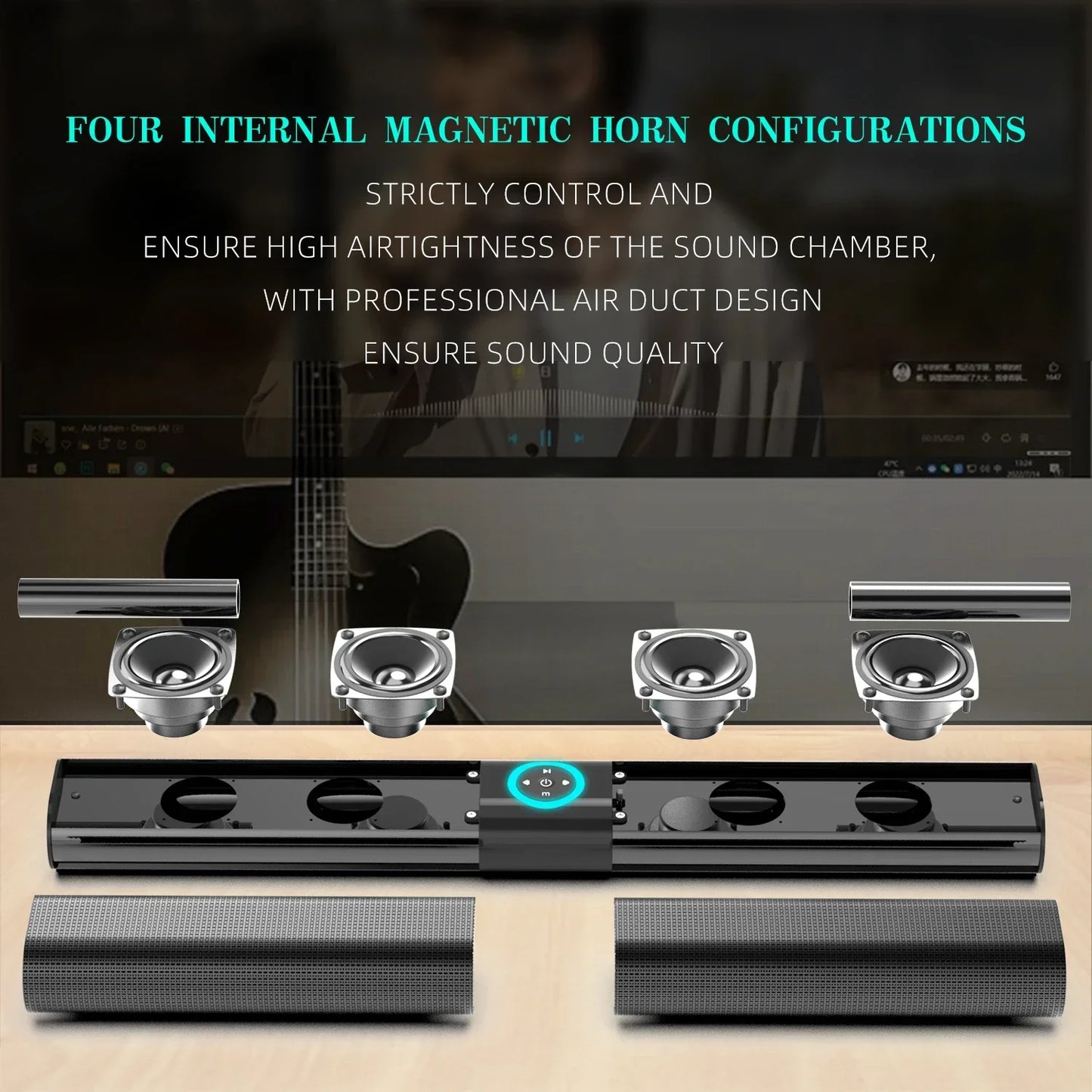 HOMEFISH BS-20  RGB Ambient Light Bluetooth Speaker 6 EQ Sound Effects 4 Speakers Supports TF, USB, AUX, RCA, Bluetooth, FM