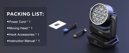 U'King 2Pcs 220W Beam Wash Zoom Moving Head Lights With Light Strip19X15W RGBW LED Stage Light DMX512 DJ Light For KTV Bar Party