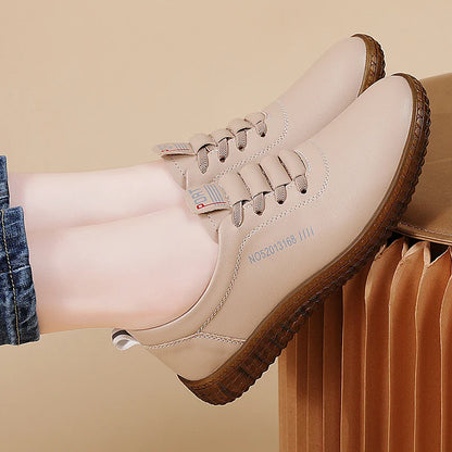 100% cowhide Women's Leather shoes New large size casual sports shoes Fashion  Lightness Women's vulcanized shoes sneakers