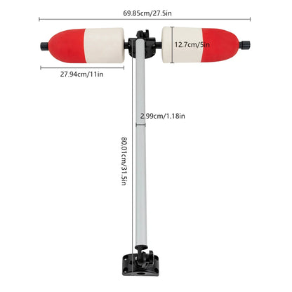 Marine Boat Kayak Red Durable Outrigger/Stabilizer System PVC and Aluminum for Most Kayaks and Canoes