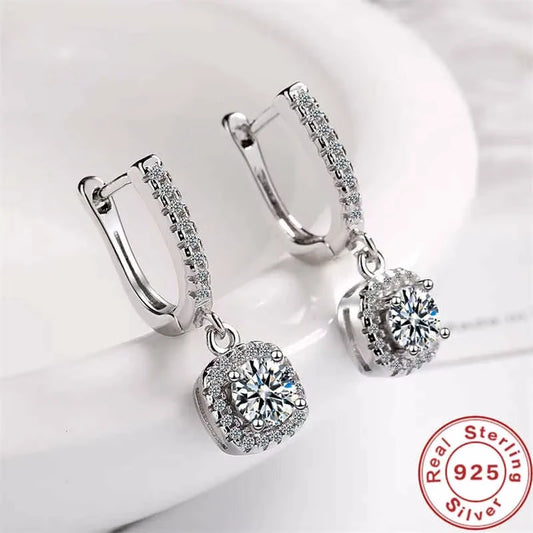 2CT Moissanite Huggie Hoop Earring for Women Lab Created Diamond 925 Sterling Silver Dainty Hoop Dangle Earring Fine Jewelry
