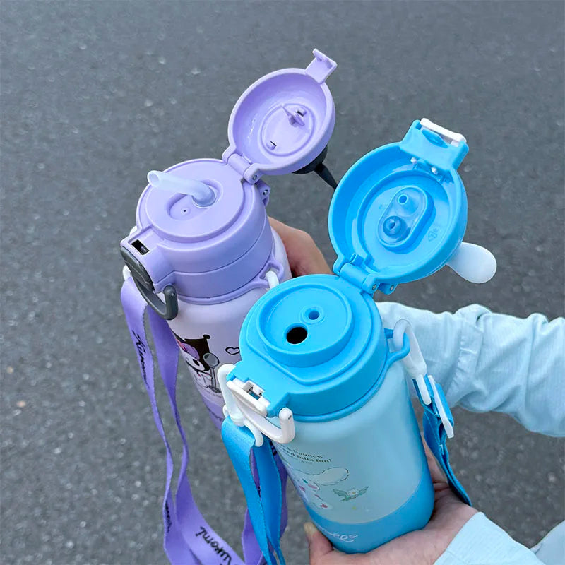 1pc Kuromi Stainless Steel Cute Insulated Cup - 500ML with Crossbody Strap, Portable Water Bottle for Outdoor Sports