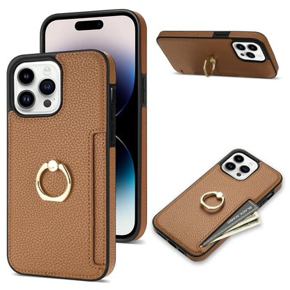 Leather Wallet Phone Case for iPhone Air 17 16 15 14 13 12 11 Pro Max XS XR X 7 8 Plus Ring Holder Card Solt Litchi Stand Cover